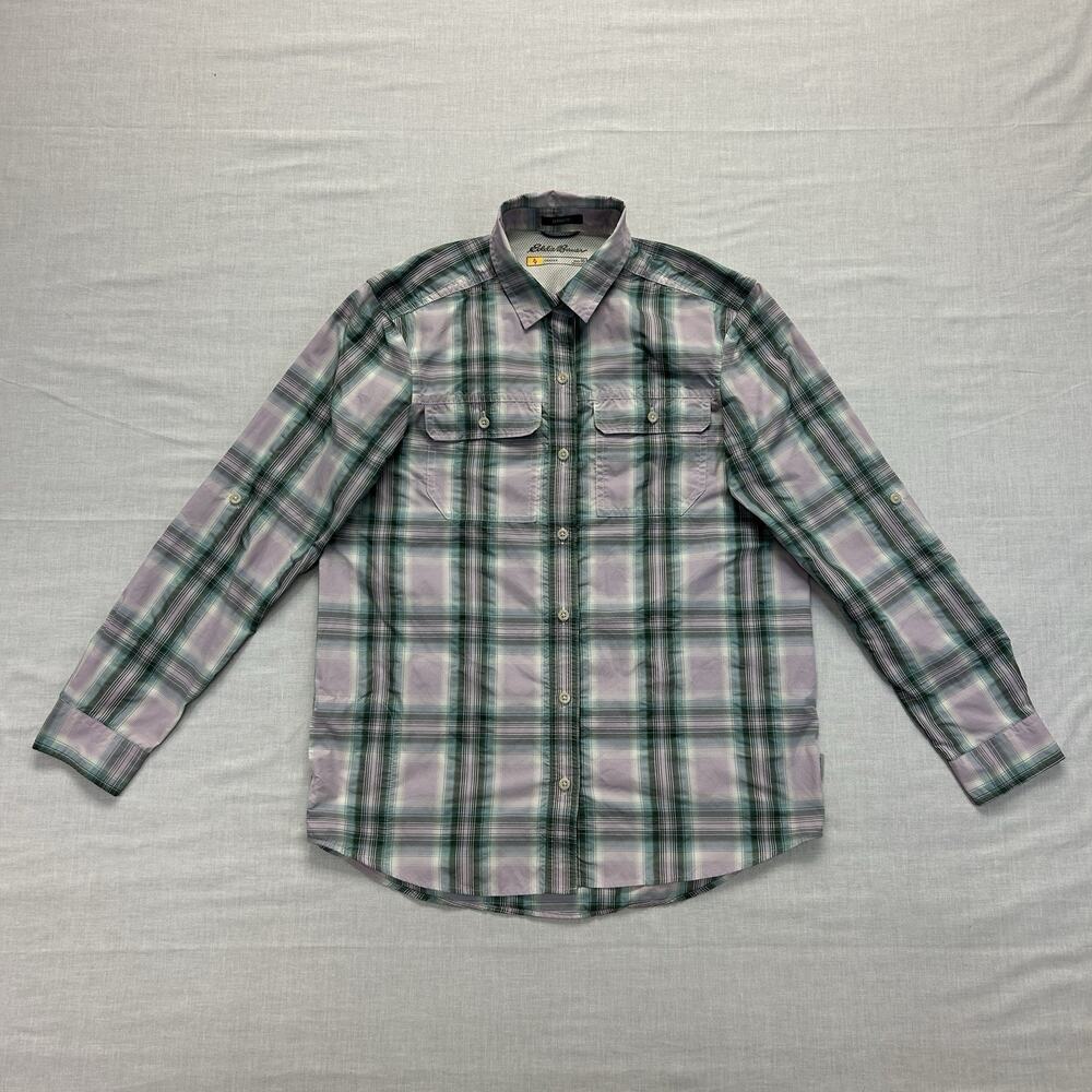 Eddie Bauer Travex Long Sleeve Button Up Hiking Shirt Women's XS Plaid Classic